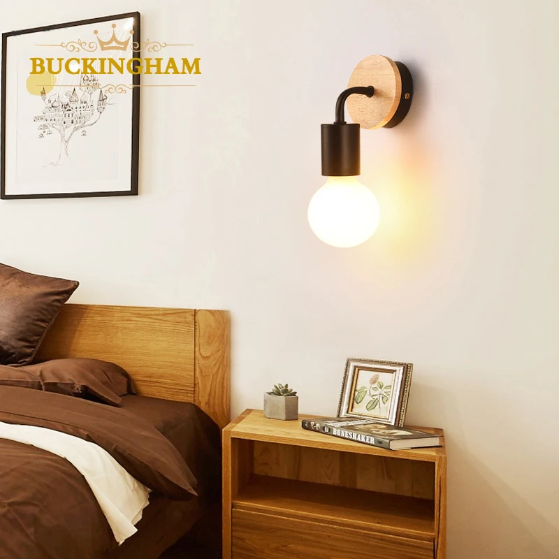 Простой настенный светильник винтажный деревянный металлический светодиодный в