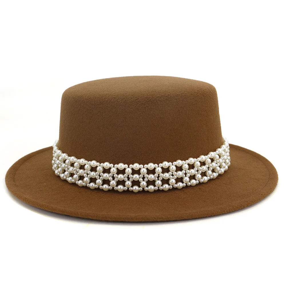 

fedoras red pearl chain fedora hat felt hat for women jazz hatchapeau femme sombreros de mujer pearl hat