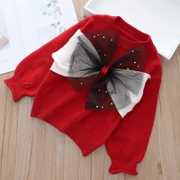 baby girls floral sweaters new autumn winter children bowknot sweater toddler kids knitted clothing lovely outfits