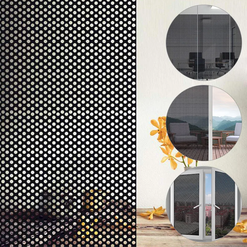 Черная самоклеящаяся пленка для стекла перфорированная сетчатая окон
