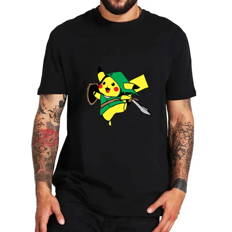 Покемон легенда о Зельде Пикачу ссылка мужские футболки с аниме рисунком Смешные