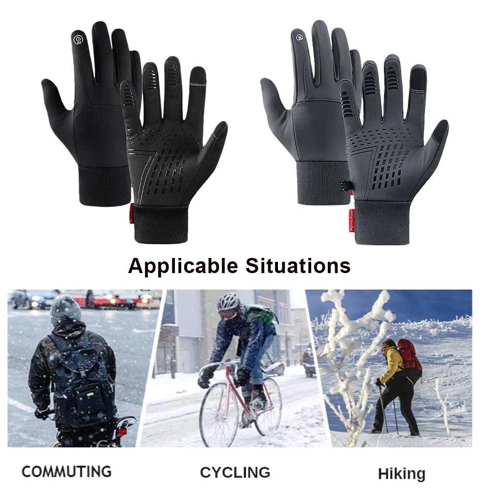 

Winter Cycling Gloves Touch Screen Padded Anti-Slip Palm Waterproof Windproof Thermal Glove for Running Cycling Driving Outdoor