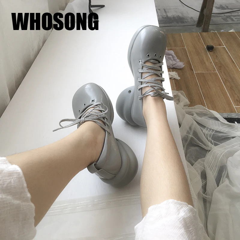 Новая Осенняя женская обувь Брендовая на платформе для танцев с круглым носком