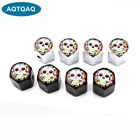 5 шт.компл., автомобильный стиль, цинковый сплав, Противоугонный череп с цветами, Стильный автомобильный клапан, колпачок s, колеса, шины, стволовые шины, воздушная крышка, герметичная