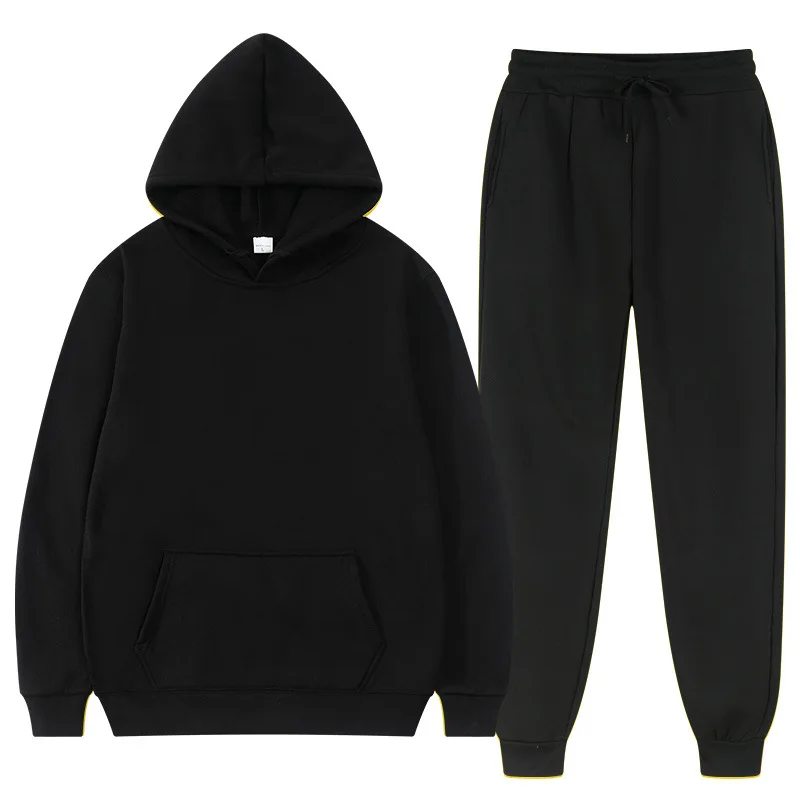 

2021 Men Hoodies Sportswear Set Casual Mens 2 Pieces Set Solid Color Tracksuit Men Streetwear Zipper Hoodies+Pants Sports Suits