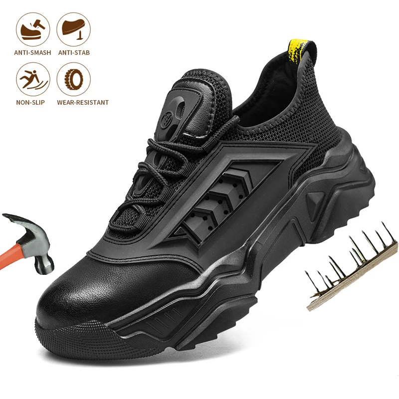 

Safety Shoes Man Fashion Boots Anti-puncture Steel Toe Cap Anti-smashing Work Boots Protective Comfortable Indestructible Sneake