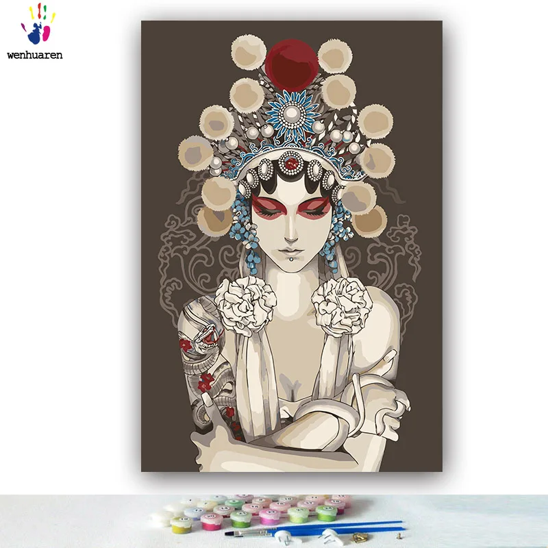 DIY картинки для раскраски по номерам с цветами опера Пекинская древность картина