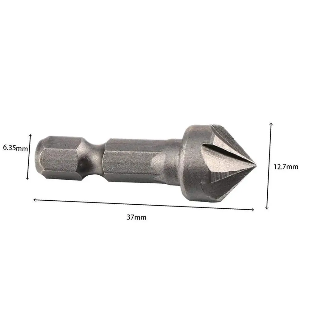 

1Pc Hexagonal Shank Six-blade Chamfering Tool Steel Sandblasting Chamfering Knife Woodworking Hole Opener Countersink Tools