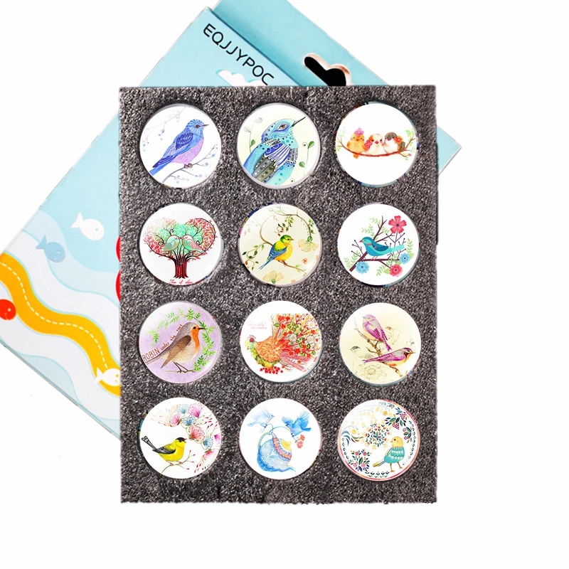 

Animals Mini Fridge Magnet Set Cartoon Bird Cat Elk Butterfly Horse 30mm Glass Dome Magnetic Refrigerator Sticker for Home Decor