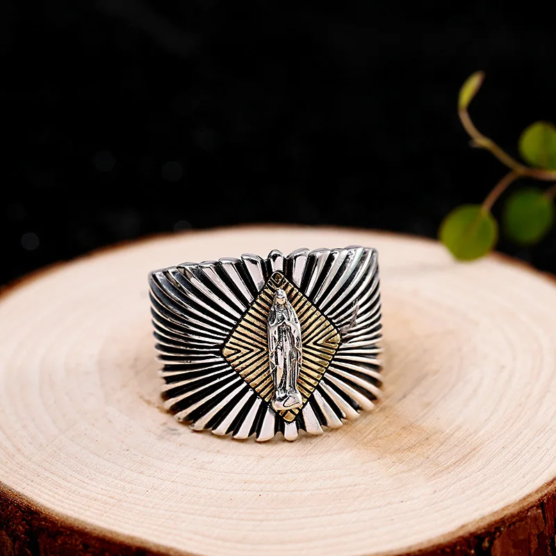 

Vintage exquisite s925 sterling silver ring unisex engraving