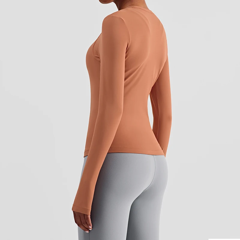 Vnazvnasi New Style Long Sleeve Naked Feel Women Yoga Shirts Slim Anti-Sweat High Elastic Yoga Tops Fitness Gym Workout Tights