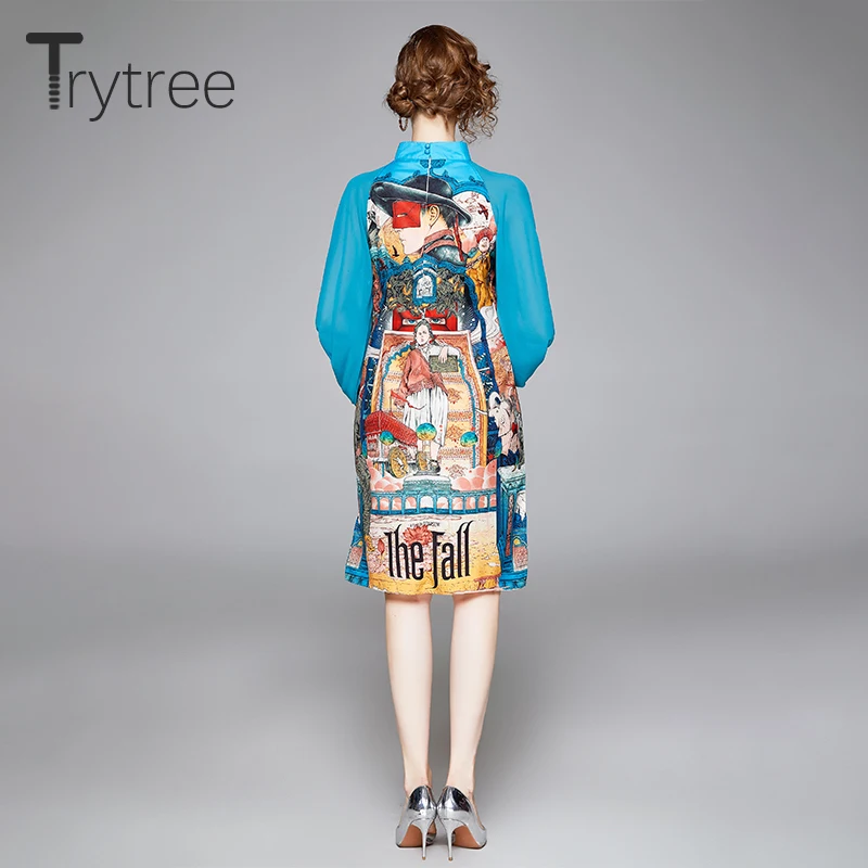 Женское Повседневное платье с воротником стойкой Trytree элегантное облегающее до