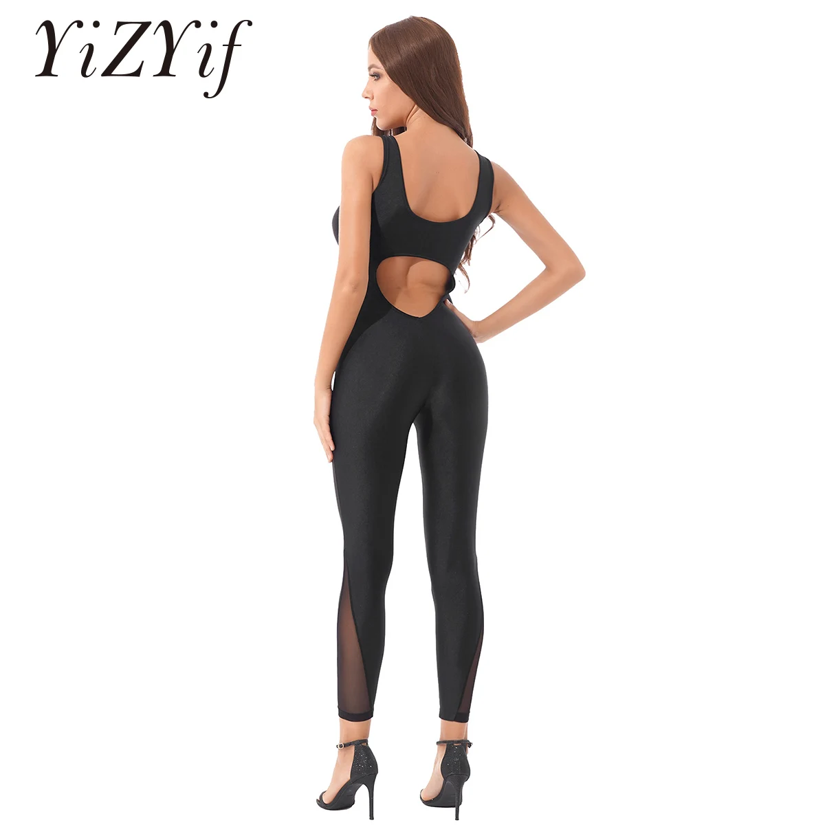 

Women's Sexy Cutout Sleeveless Bodycon Jumpsuit One-piece Open Back High Waist Party Long Jumpsuits Romper Femme Party Clubwear