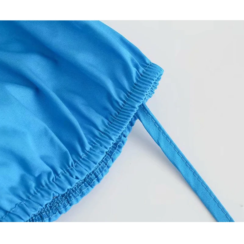 

ZA Women Mini Dress 2021 Dress Backless Drawstring Dress Short Puff Sleeve Party Vestidos Elegant Casual A-Line Girls Outfits