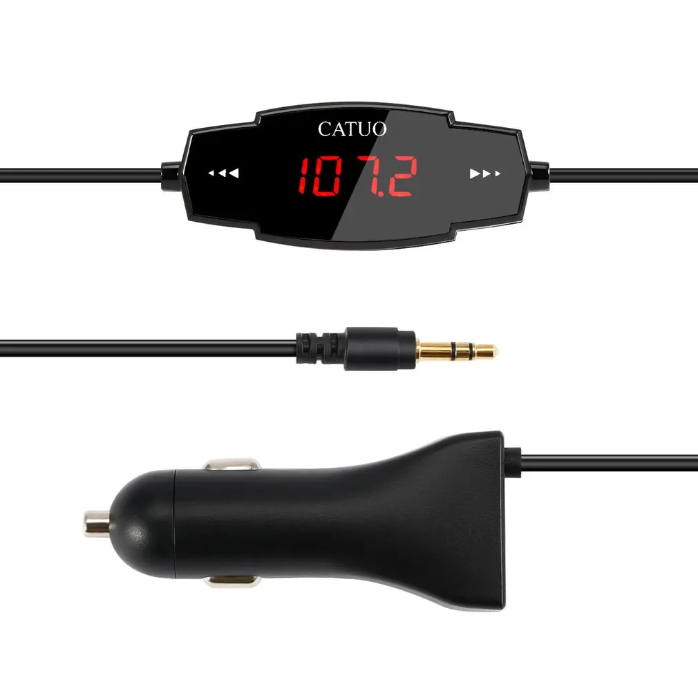 

FM Transmitter Car Kit Radio Modulator for Car with 3.5mm Aux Plug and 5V/2.4A USB Car Charger Easy to Use Black