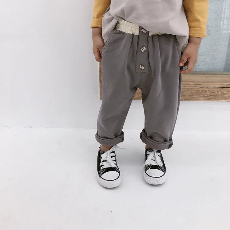 Korean style boys cotton color matching casual pants kids 2 colors all-match trousers