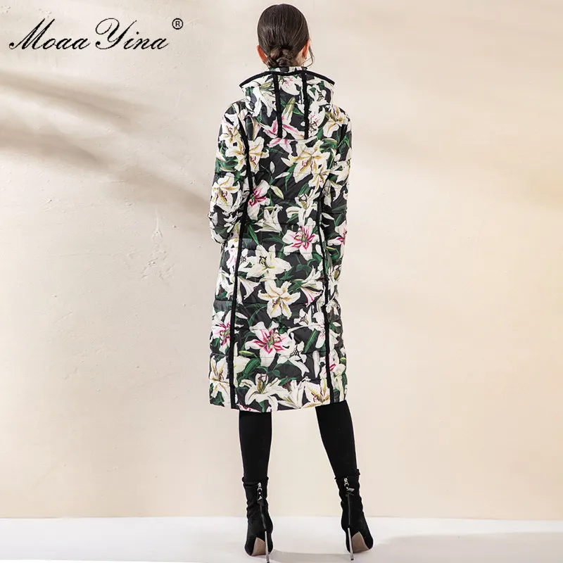 MoaaYina Роскошные Подиумные зимние длинные пуховики с белым утиным пухом женская