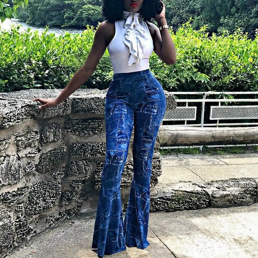 Черные джинсы с высокой талией расклешенные бойфренда скинни женские широкие