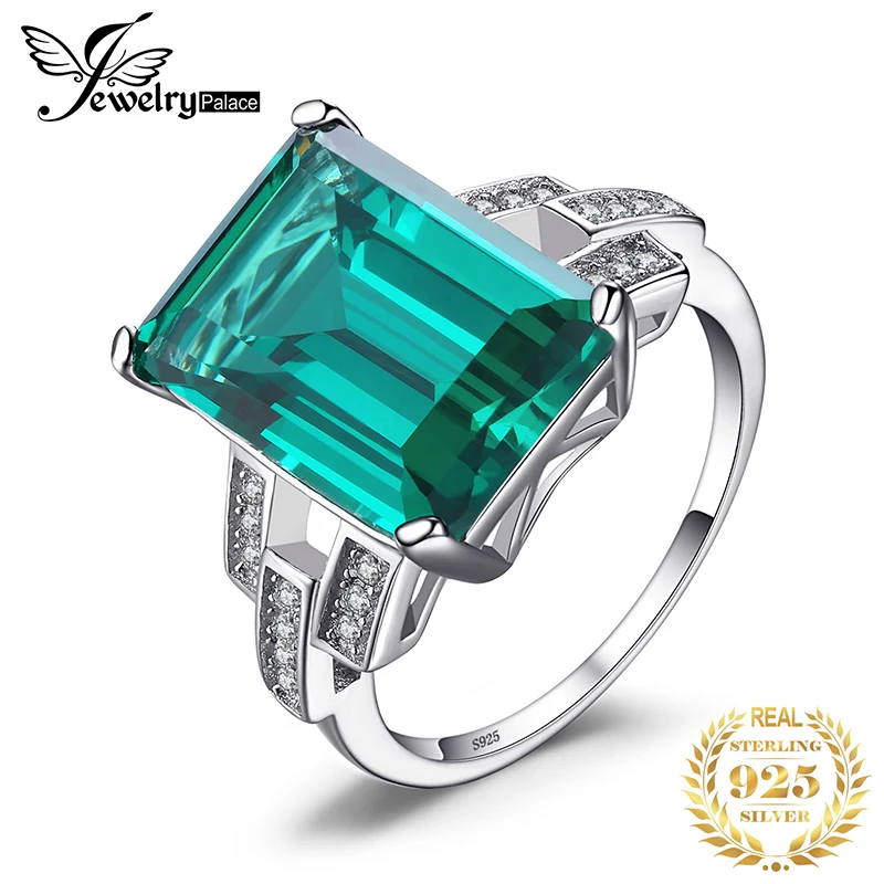JewelryPalace Роскошные 5.9ct зеленый Nano русские создали изумруд коктейльное кольцо для