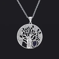 blue sandstone moonstone s925 sterling silver jewelry tree pendant necklace women fine birthday anniversary gift