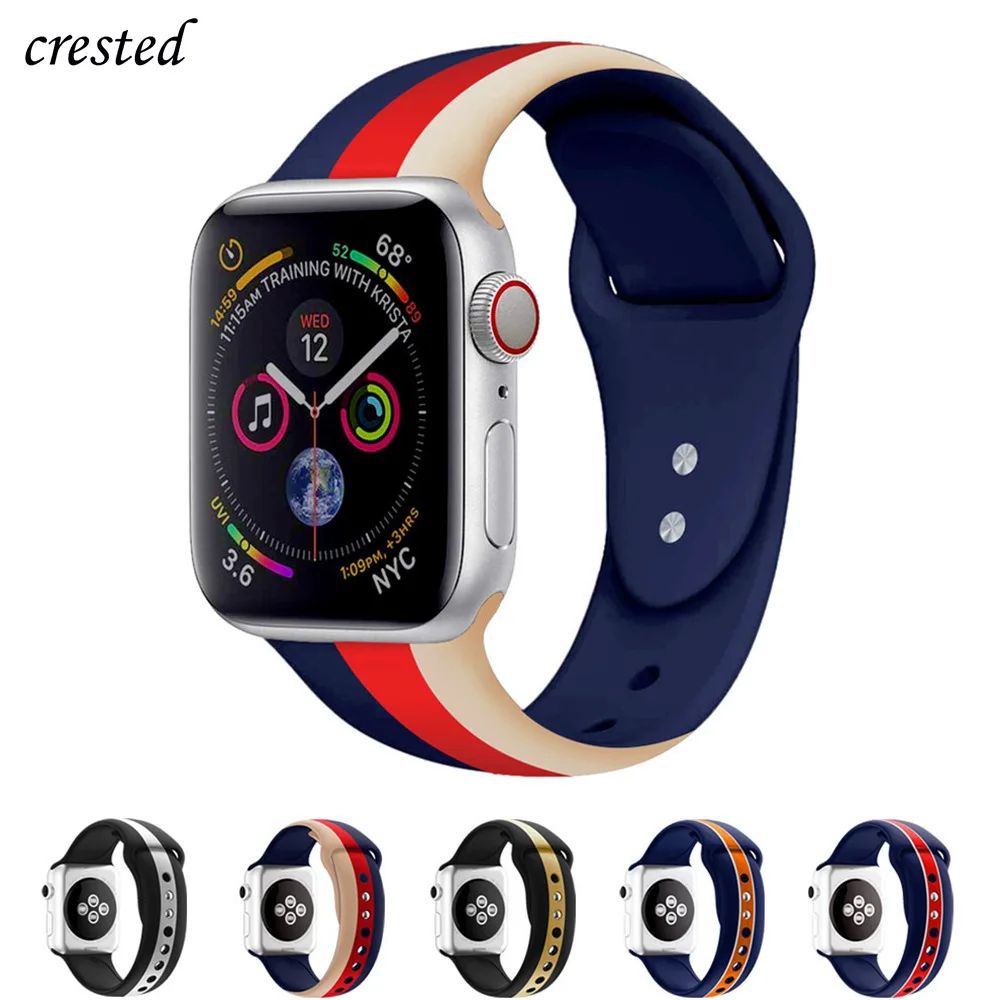 Силиконовый ремешок для Apple Watch band 44 мм 40 мм iWatch band 42 мм 38 мм спортивный ремень браслет correas Apple watch 5 4 3 2 аксессуары