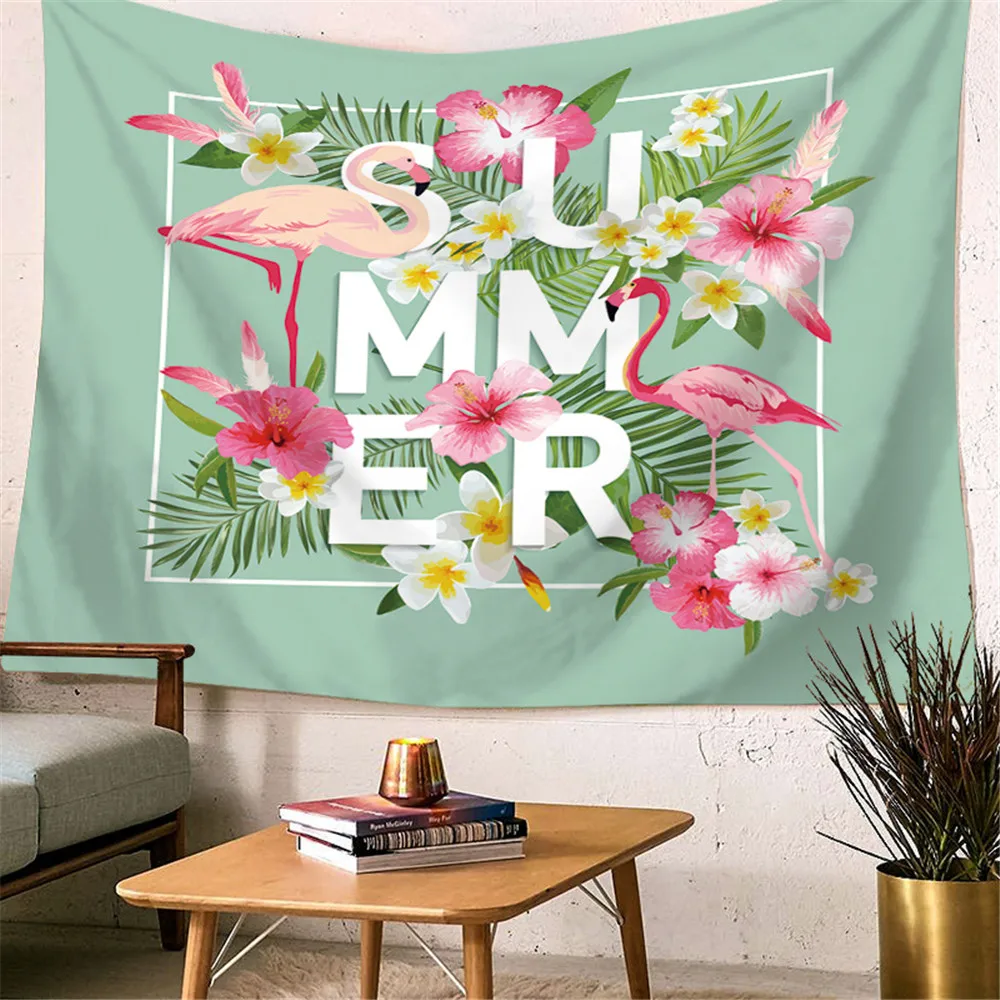 Летний гобелен настенный тропический фламинго тканевые гобелены Настенный