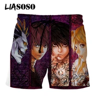 liasoso 3d print unisex japanese anime death note mens shorts street beach sport casual shorts loose boardshorts cool trousers