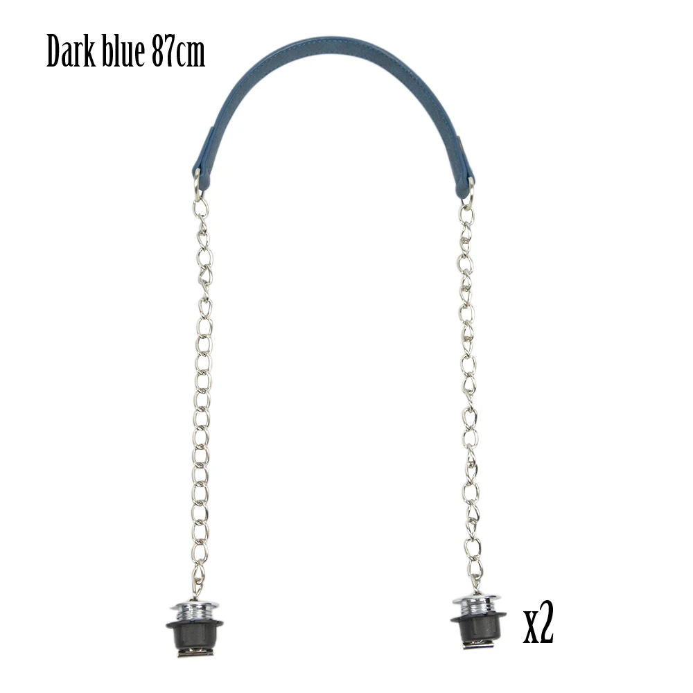 dark blue Новинка, Tanqu, 1 пара, нубук, плоская, серебряная, длинная, толстая, с одной цепочкой, с пряжкой, серебряные винты для Obag, O сумка, ручки для женской сумки - Color: dark blue