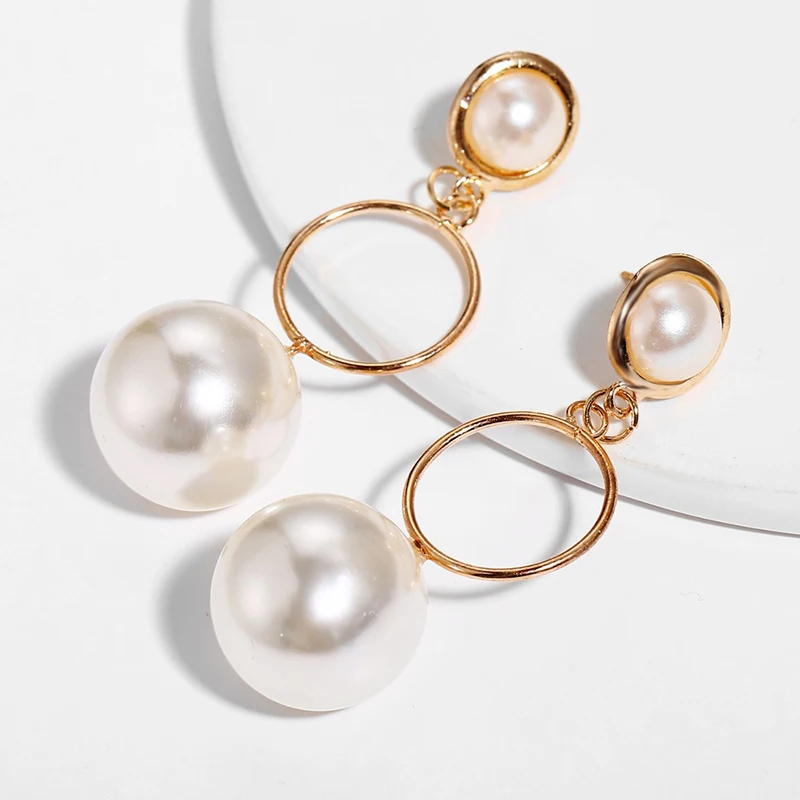 SRCOI полые круглые позолоченный металл жемчуг длинные Подвесные серьги новые