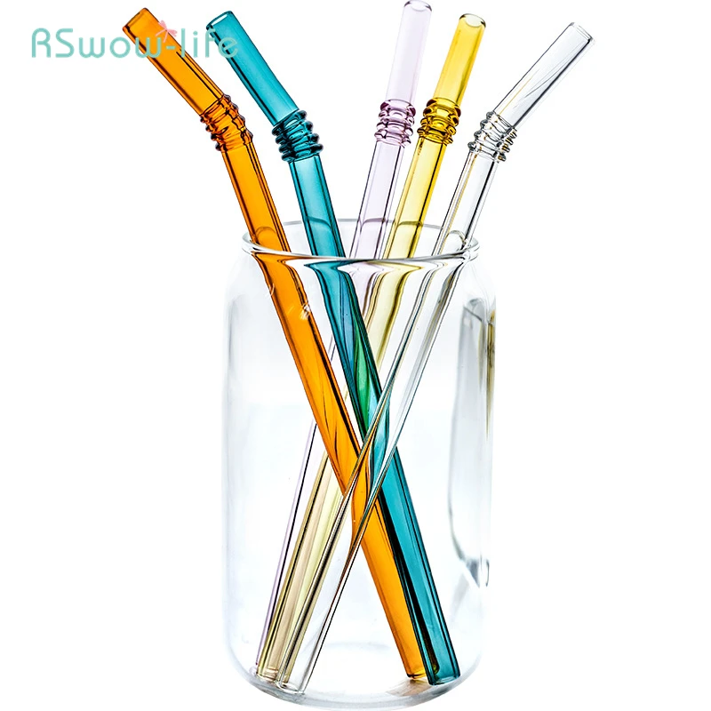 Креативные цветные прозрачные стеклянные соломенные принадлежности соломенная