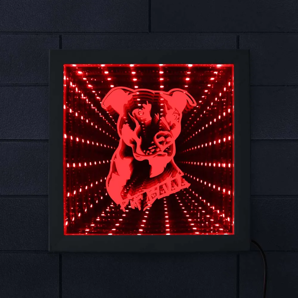 Рамка для фотографий с светодиодный светкой питбуля зеркальная LED подсветильник