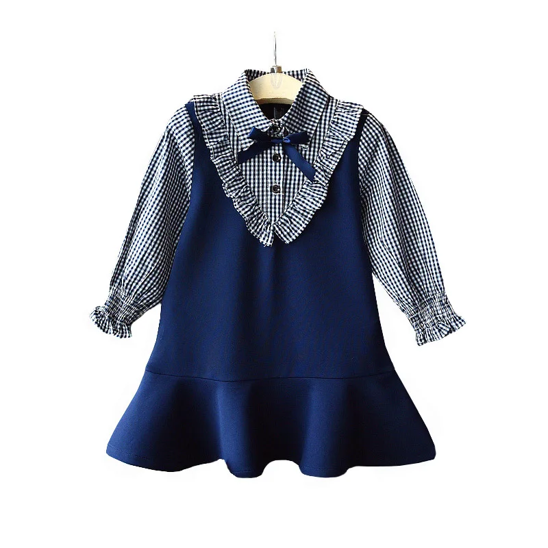 Осеннее платье принцессы с оборками для маленьких девочек детская школьная