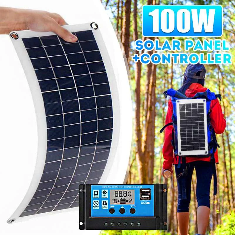Гибкая солнечная панель 100 Вт 30 а с двумя USB-портами