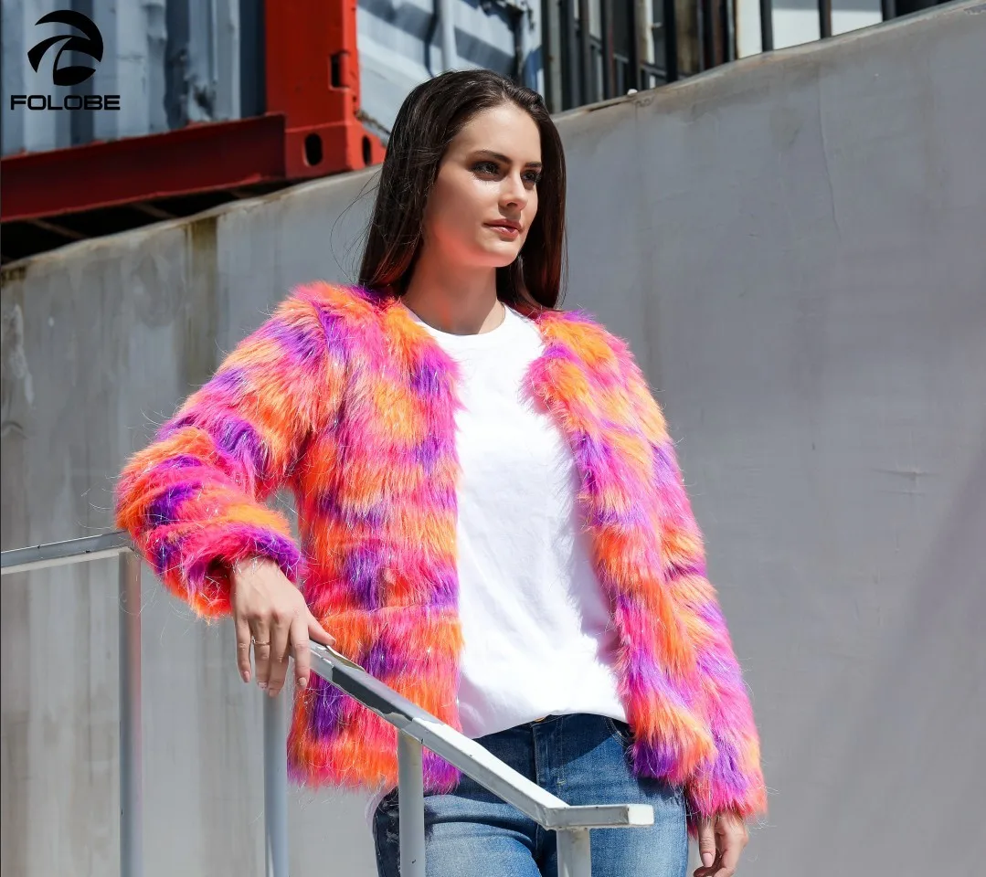 Женское пушистое меховое пальто зимняя плотная теплая куртка с длинным рукавом и