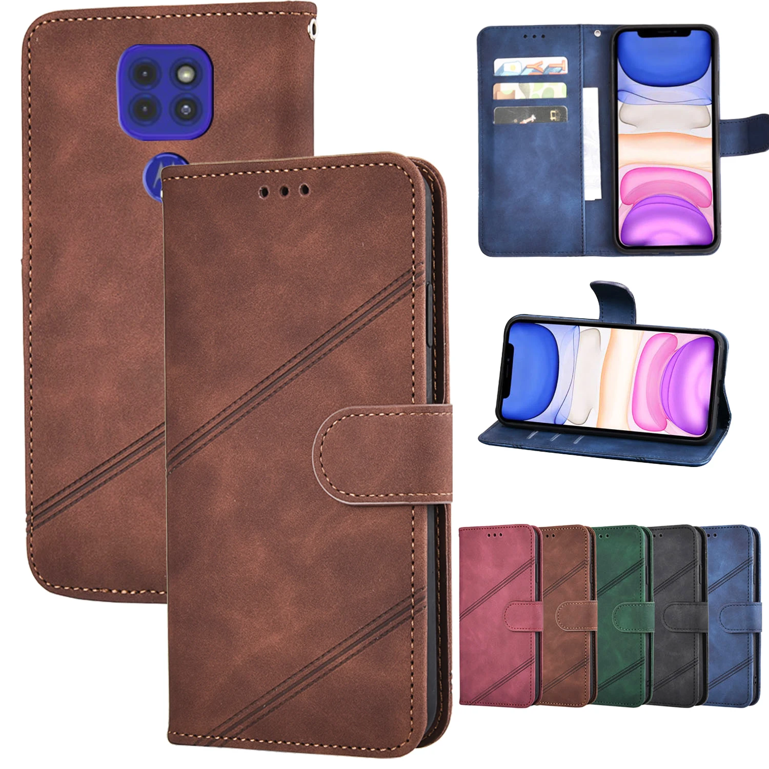 

Leather Wallet Case For Motorola Moto E6i E6S E5 Play E4 Plus Funda On Moto G9 G8 Power Lite G7 Play G6 G5 G5S Plus G4 G3 Cover