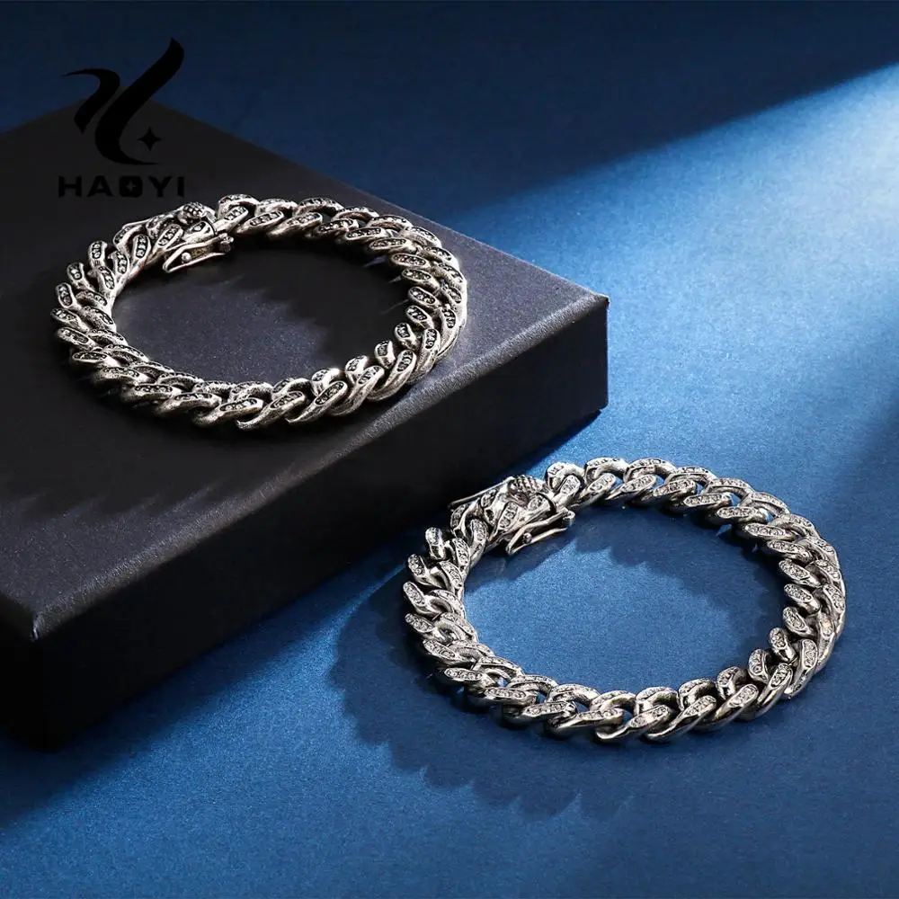 HAOYI Для мужчин ремесло Браслеты кубинская цепь Нержавеющая сталь обеспечивает