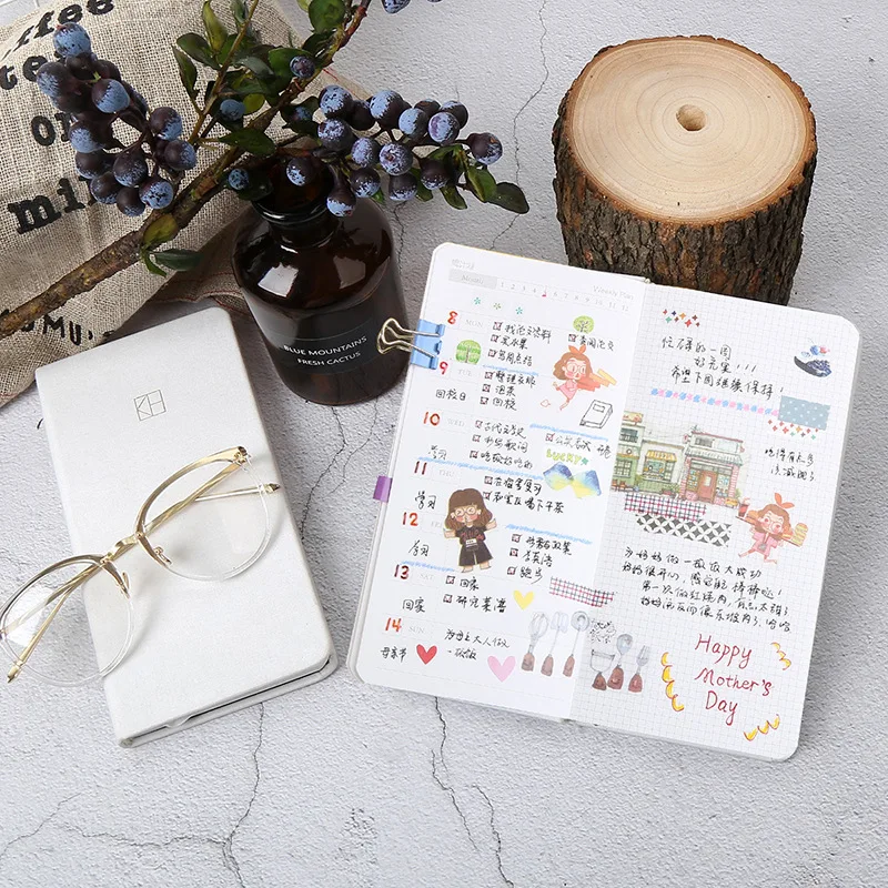 

Undated Weekly Planner Book Set With PVC Cover 191mm*78mm DIY Month Week Scheduler Notebook 88 Sheets