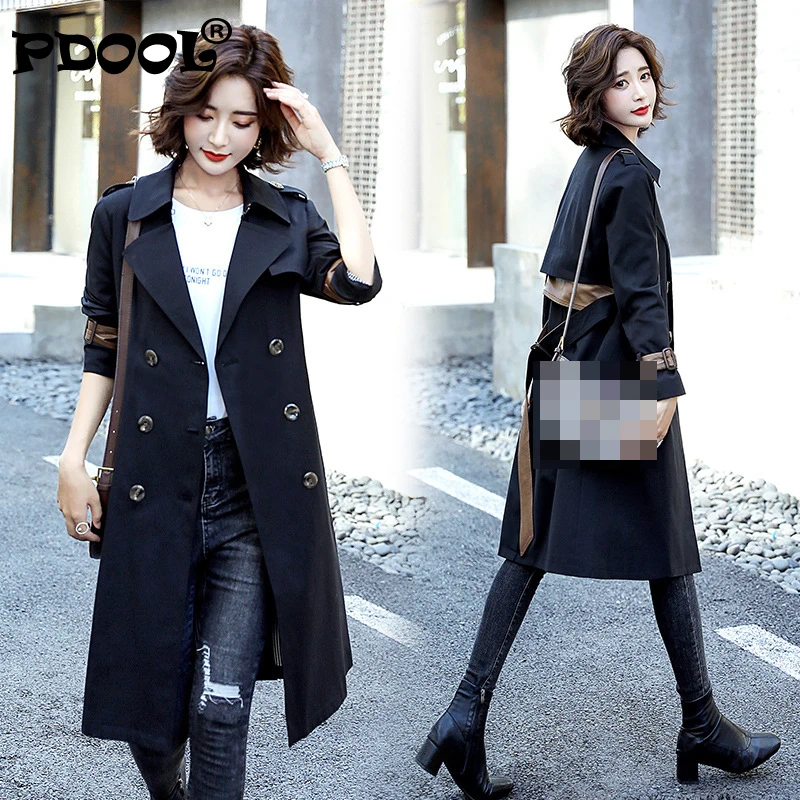 

Windbreaker Jacket Women's Mid-length Spring and Autumn Korean Style Temperament 2021 New Splicing Hong Kong Style Waist Coat