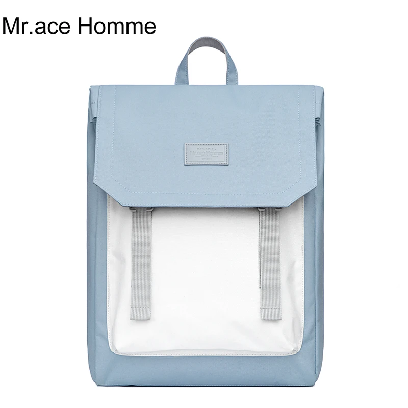 Mr.ace Homme Небесно Голубой Белый рюкзак с принтом женский школьный для ноутбука