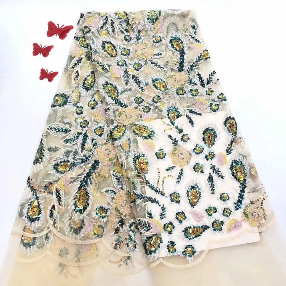 Высококачественная блестящая французская кружевная ткань для свадьбы последняя