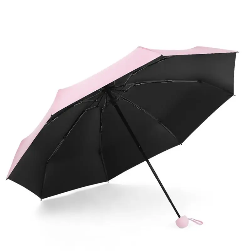 UPF 50 Five Folding Parasol Umbrella Anti-UV Mini Women Umbrella For Beach 240g Portable Light Umbrella With Storage Box