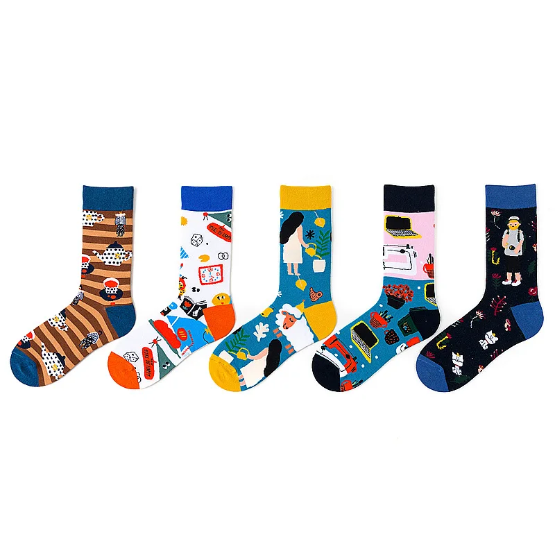 Japan Harajuku Coffee Animals Women Socks Kawaii Cute Men Cartoon Funny Chic Street Skate Boy EU35-42 | Женская одежда
