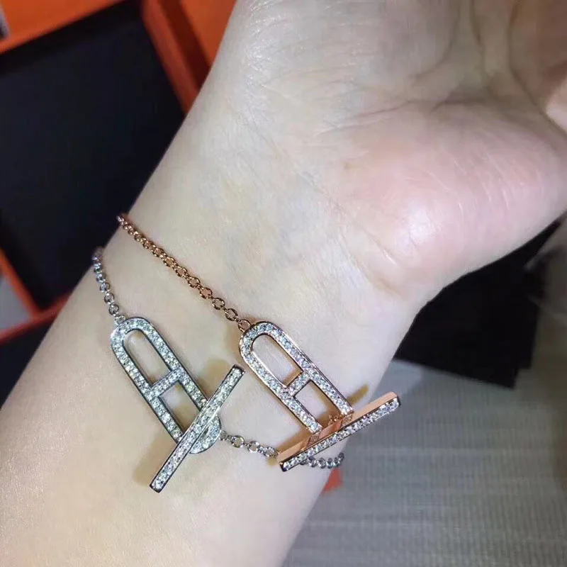 

hot famous brand jewelry 925 sterling silver rhinestone bracelets for women jewelry free shipping