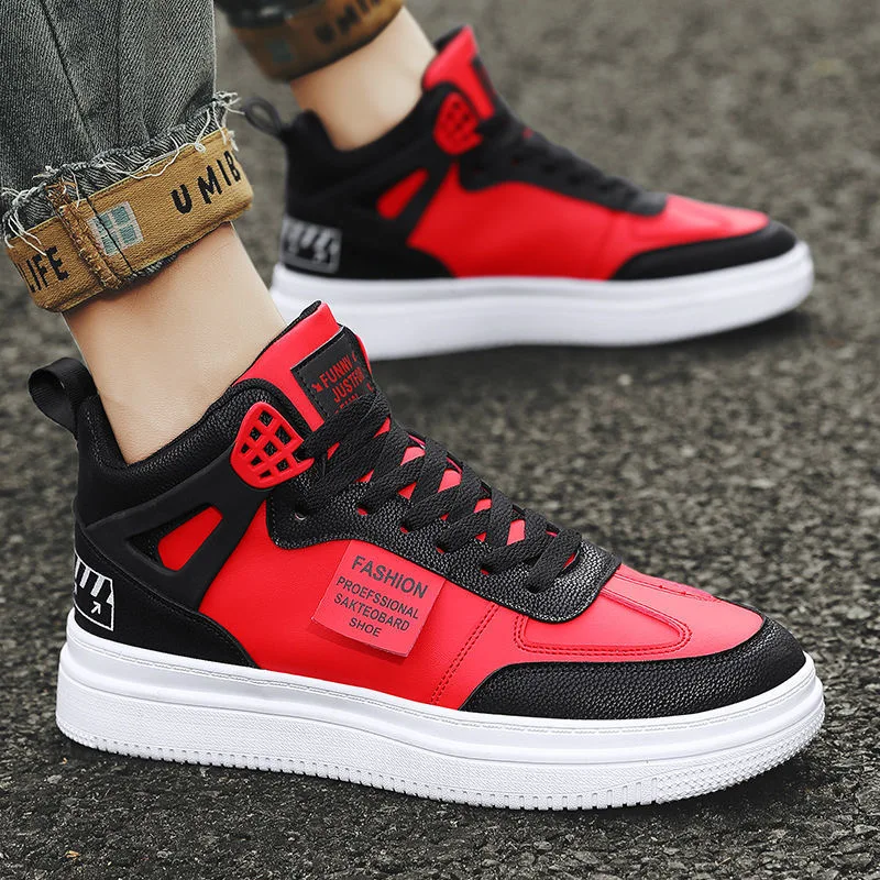 hot sale luxury brand men leather skateboarding shoes star sneakers male thick sole high top sport footwear zapatillas hombre free global shipping