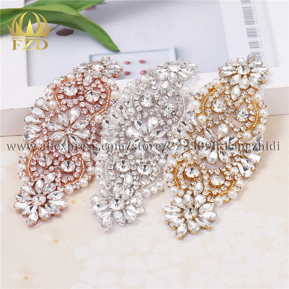 1 шт. Свадебная пришивная персиковая кристаллическая аппликация Стразы