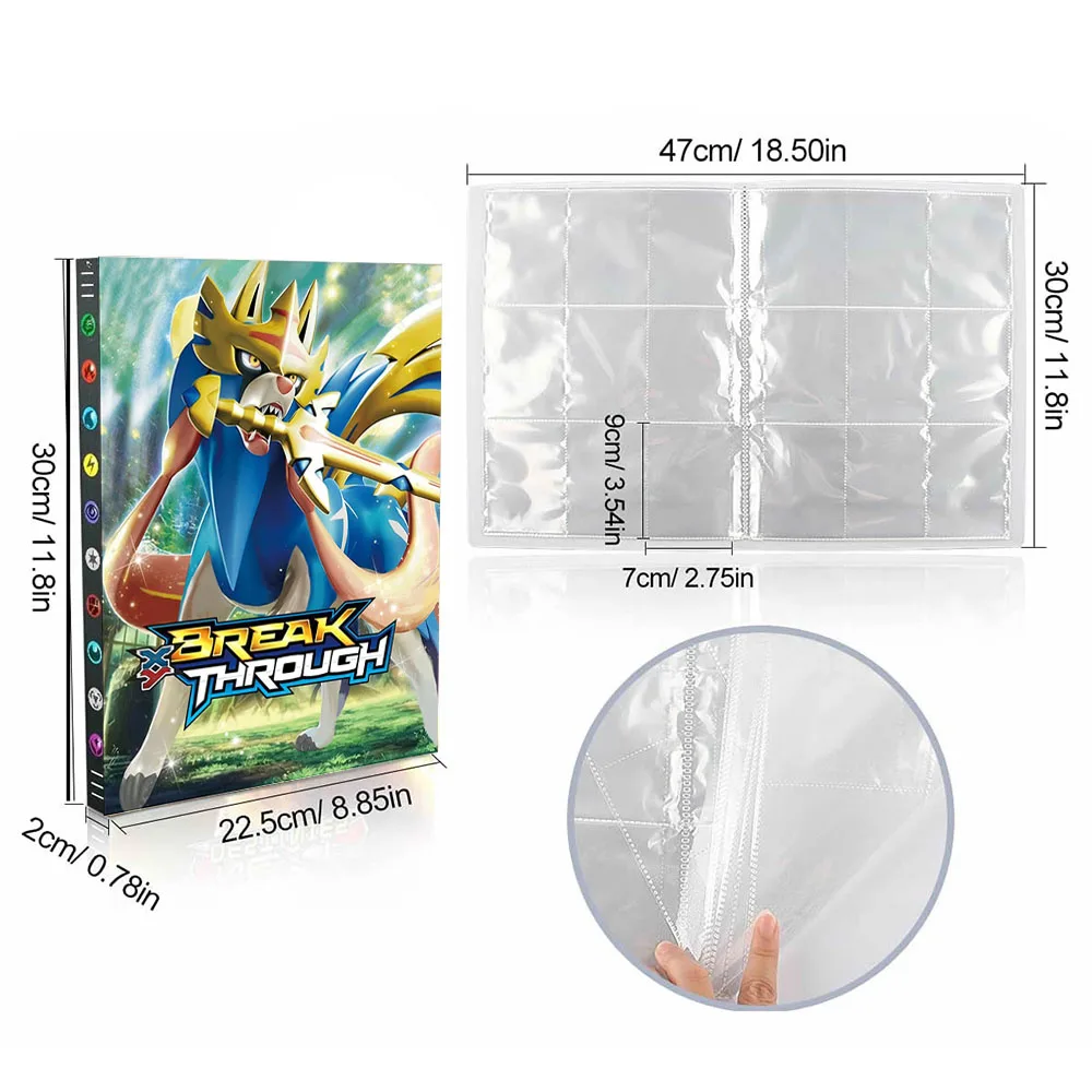 9 &aacute;lbum de bolsillo Pokemon tarjetas marcadores de libros escudo y espada tarjeta de juego colecci&oacute;n jugando mapa Pok&eacute;mon carpeta titular de la carpeta de juguetes de los ni&ntilde;os regalo-2