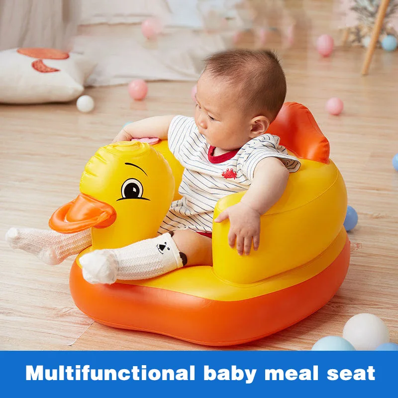 Portable Baby Learning Inflatable Seat Multifunction Newborn Bathroom Yellow Duck Sofa Infant Shower Stool Dinner Chair for Kids