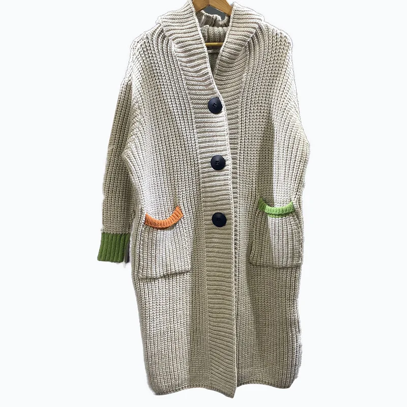 

New 2021 New year oversize long Sweater cardigans female thick warm sweater Korea cardigan coats outwear A149