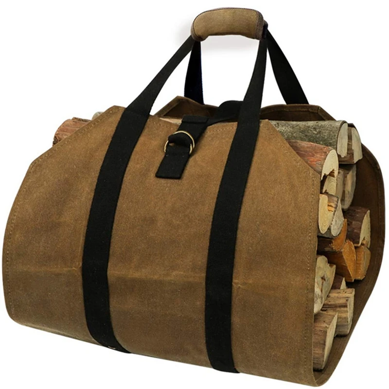 

Fireplace Carrier Waxed Firewood Canvas Log Carrier Tote Bag Outdoor Log Tote Large Wood Carrying Bag with Handles