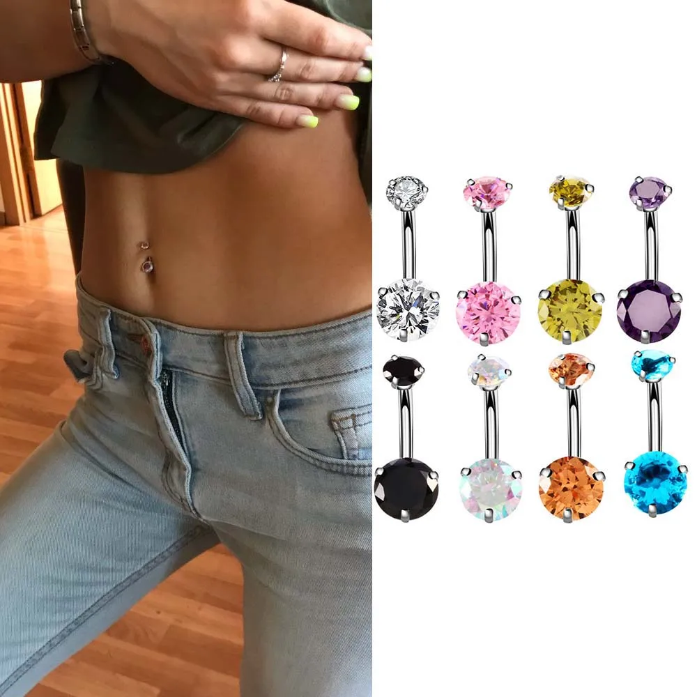 Двойное круглое простое титановое кольцо для пирсинга живота геометрической